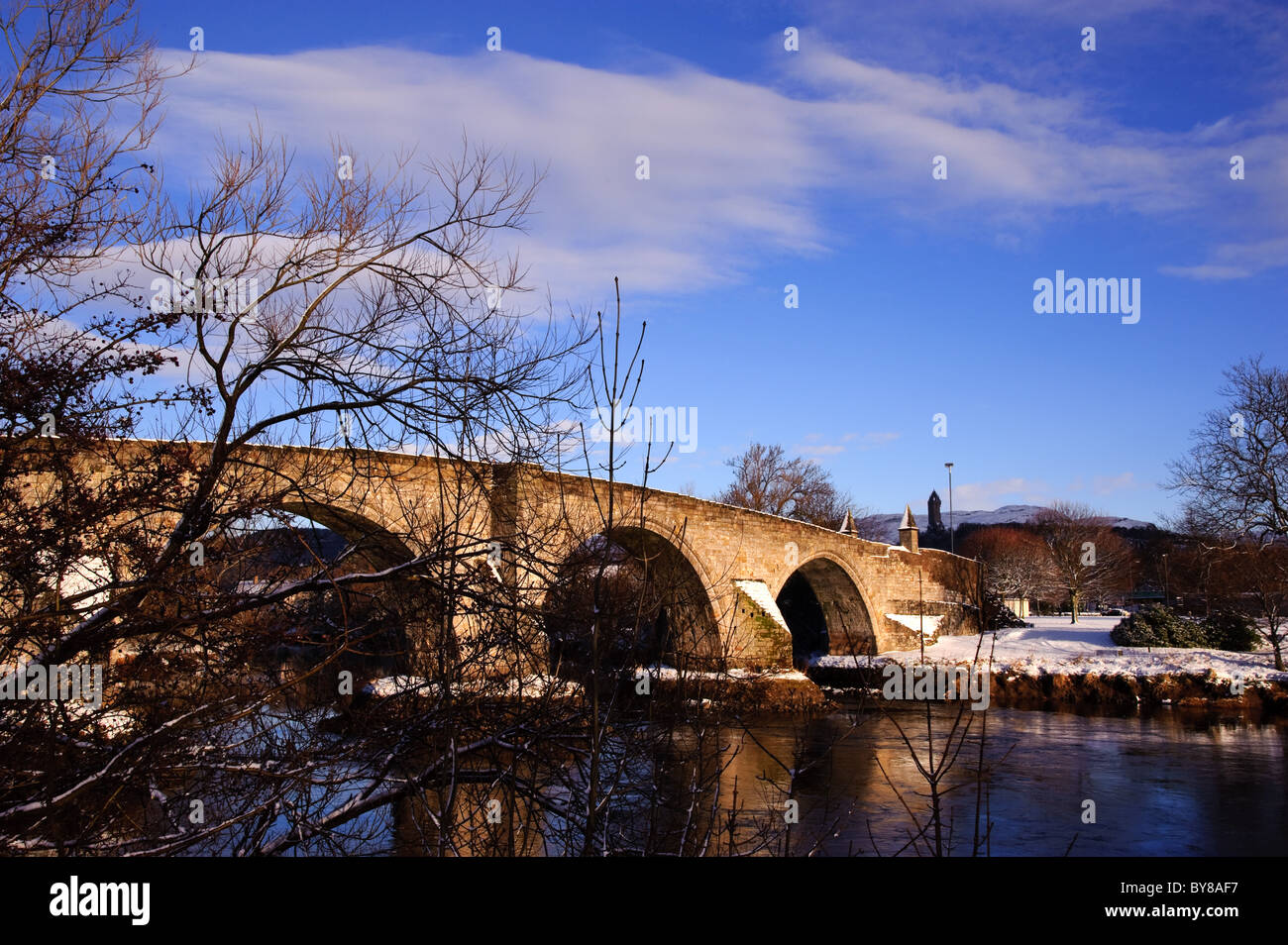 Old Stirling Bridge on the River Forth at Stirling, Scotland, UK. Stock Photo