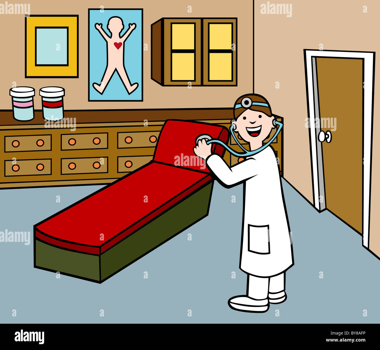 Cartoon of a doctor in the exam room Stock Photo Alamy