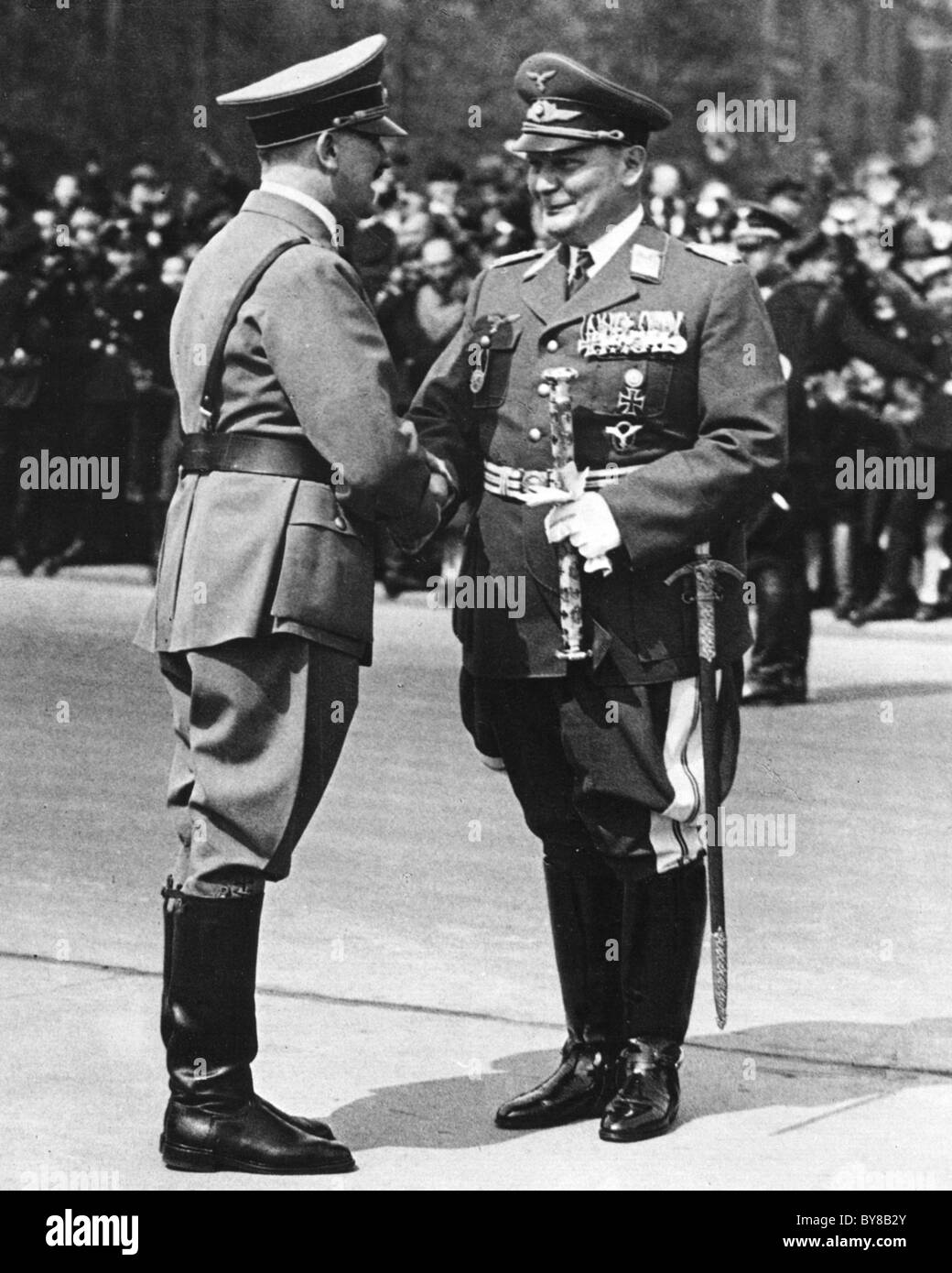 ADOLF HITLER (left) in 1939 with Herman Goering wearing his wearing his Luftwaffe uniform Stock Photo