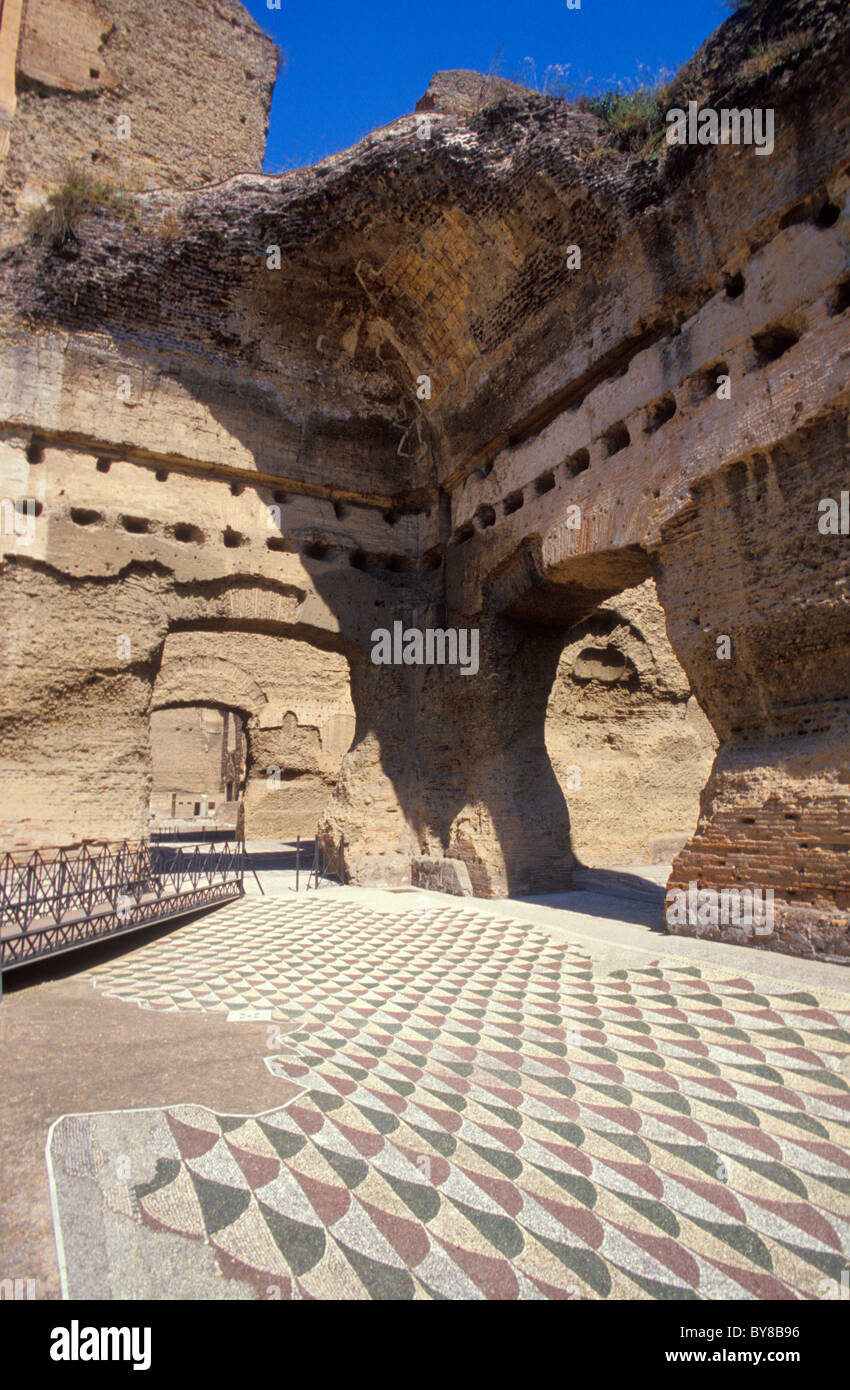 GROUND MOSAIC, CARACALLA THERMAE, ANTIQUE BATHS, ROME, ITALY Stock Photo