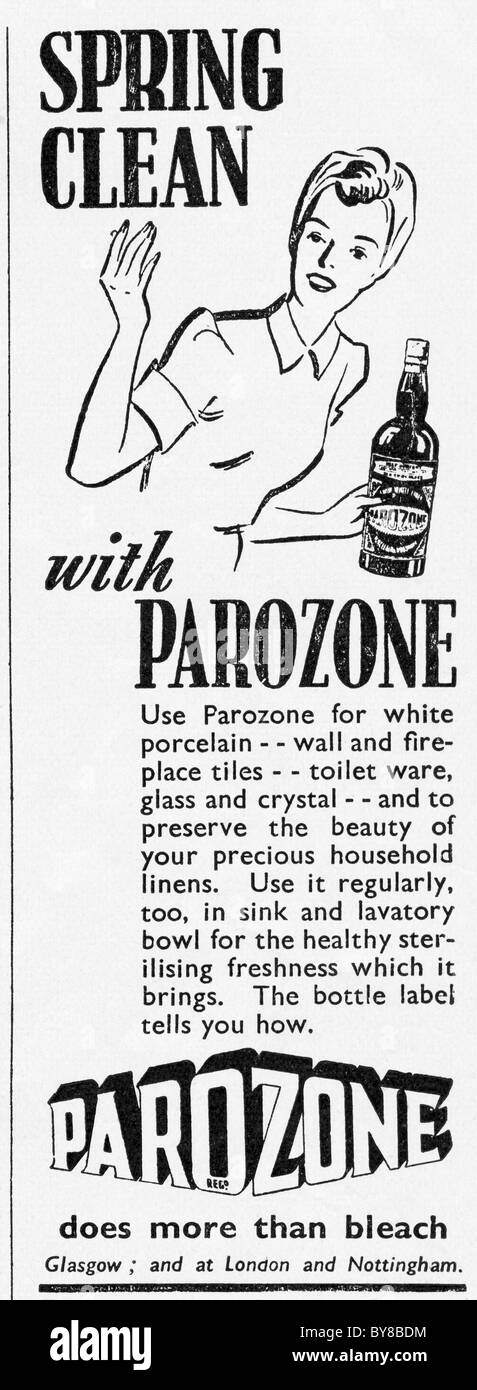 PAROZONE household cleaner advert in consumer magazine 1940s advertisement Stock Photo