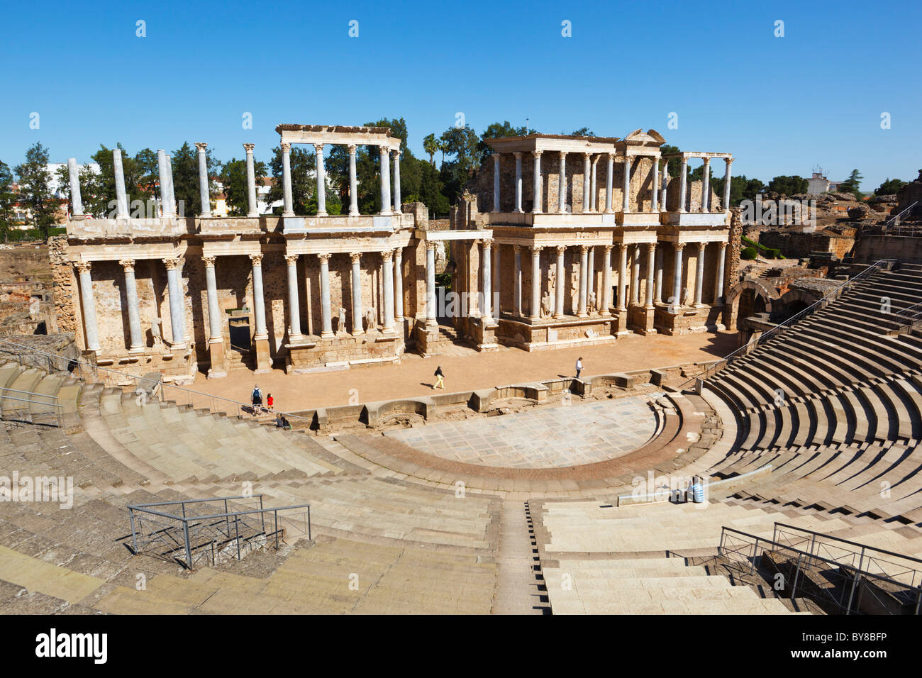 Merida, Badajoz Province, Spain. The Roman theatre built in the first century BC. Stock Photo