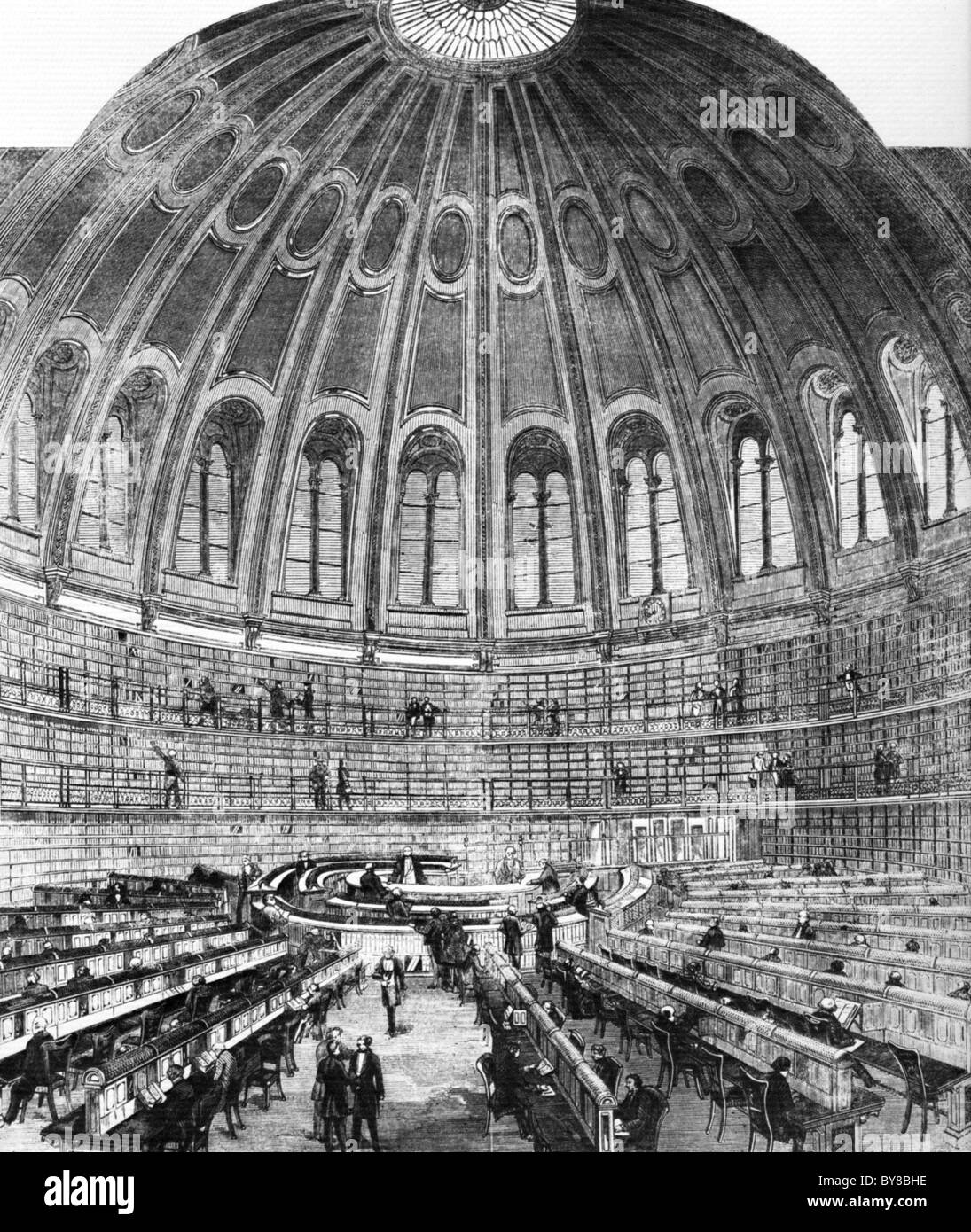 BRITISH MUSEUM READING ROOM after refurbishment in 1865 Stock Photo
