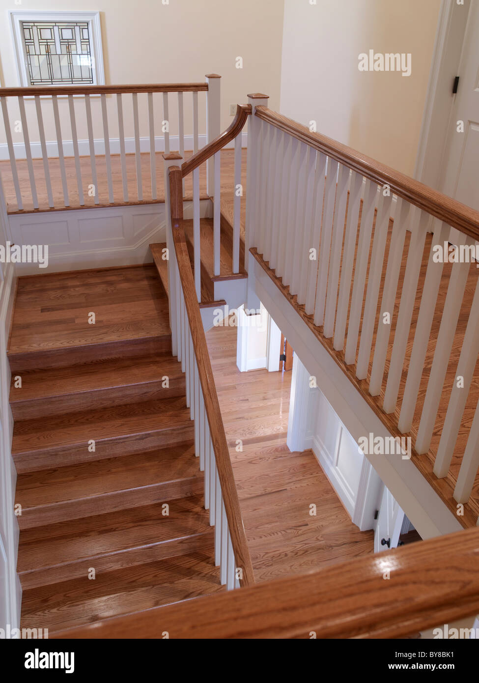 Large Wooden Staircase Stock Photo