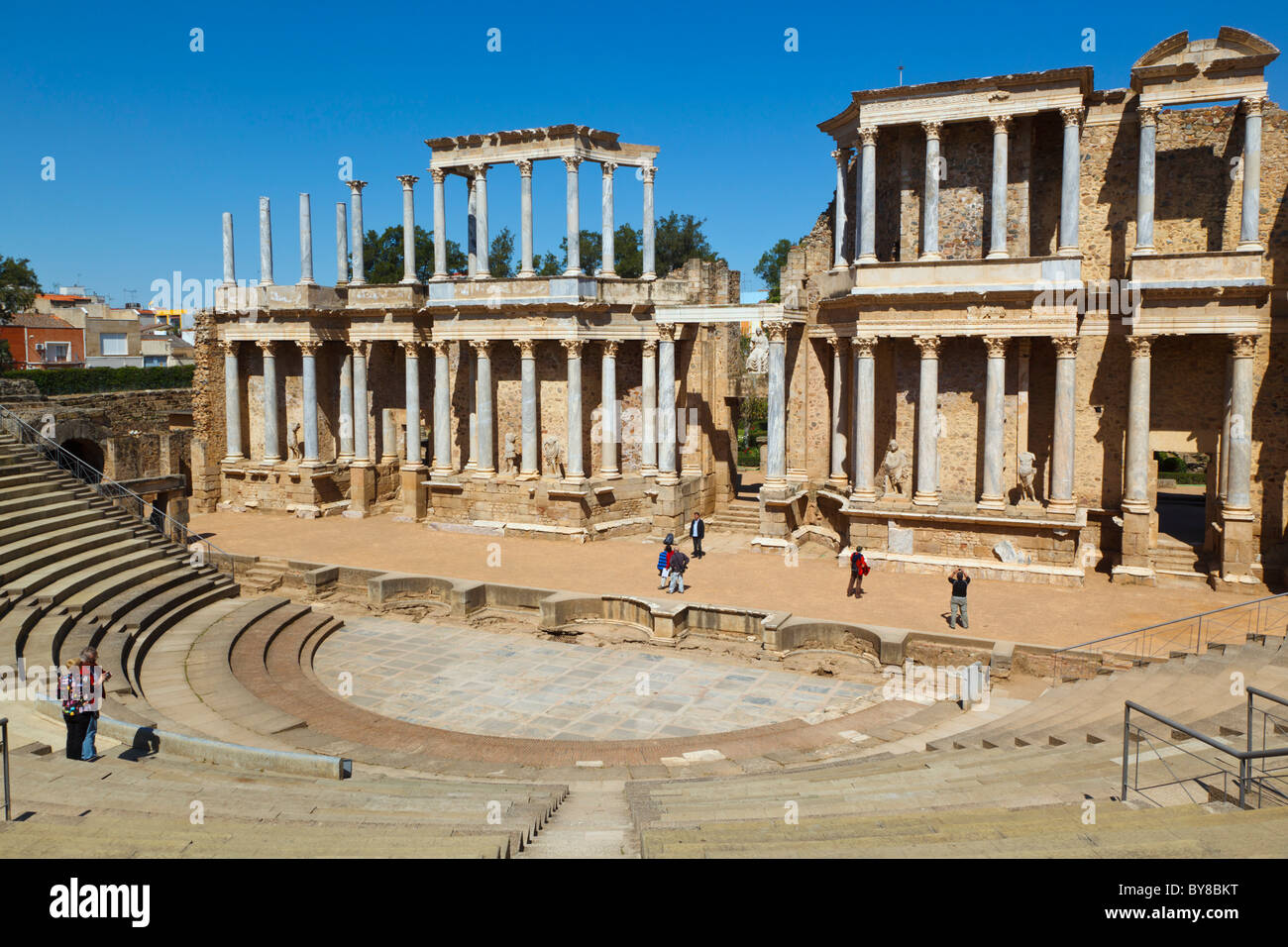 Merida, Badajoz Province, Spain. The Roman theatre built in the first century BC. Stock Photo