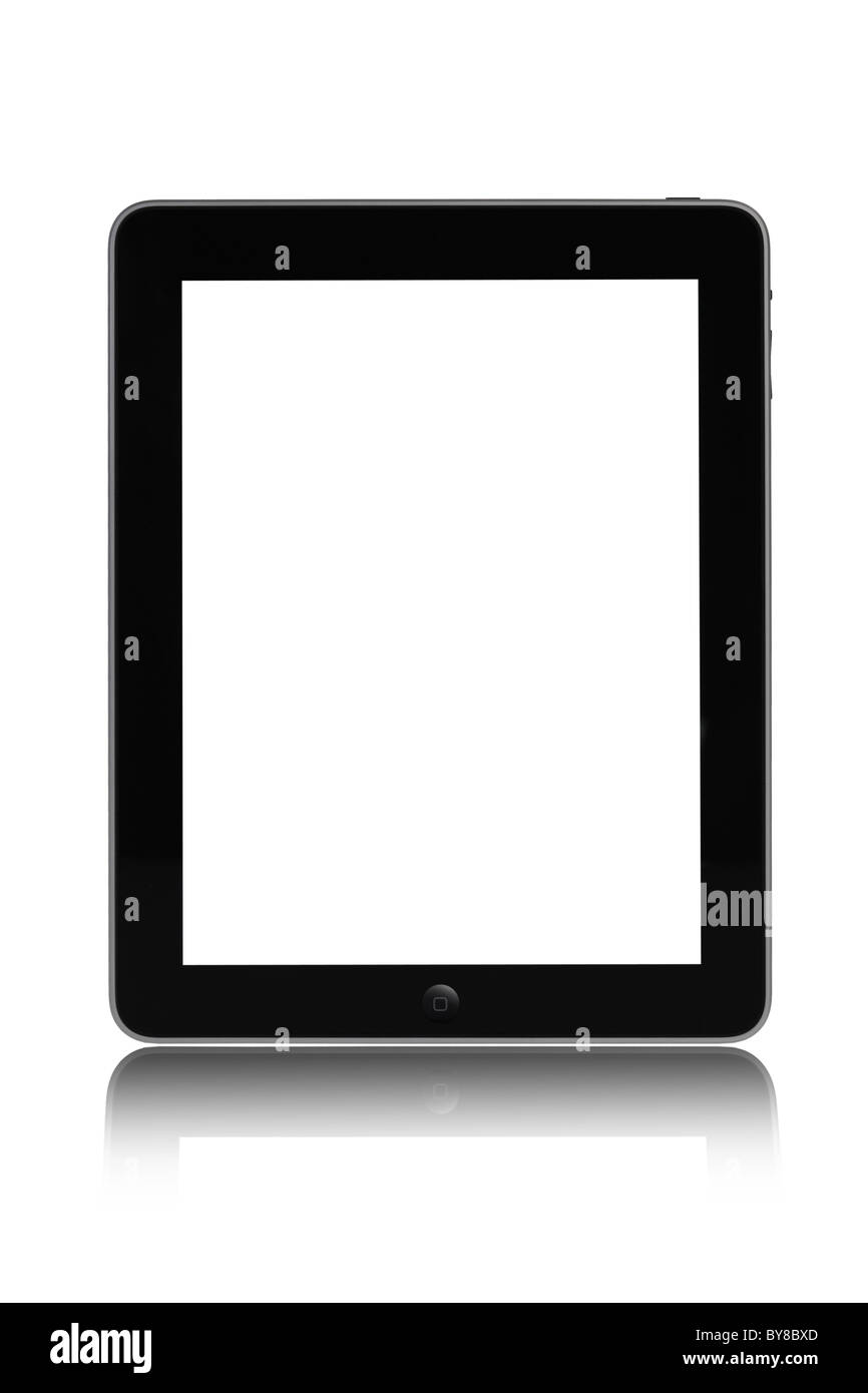 Apple ipad cutout on white background with blank screen Stock Photo