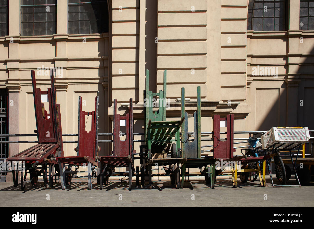 carts to carry boxes at Sao Paulo's Mercado Municipal Stock Photo