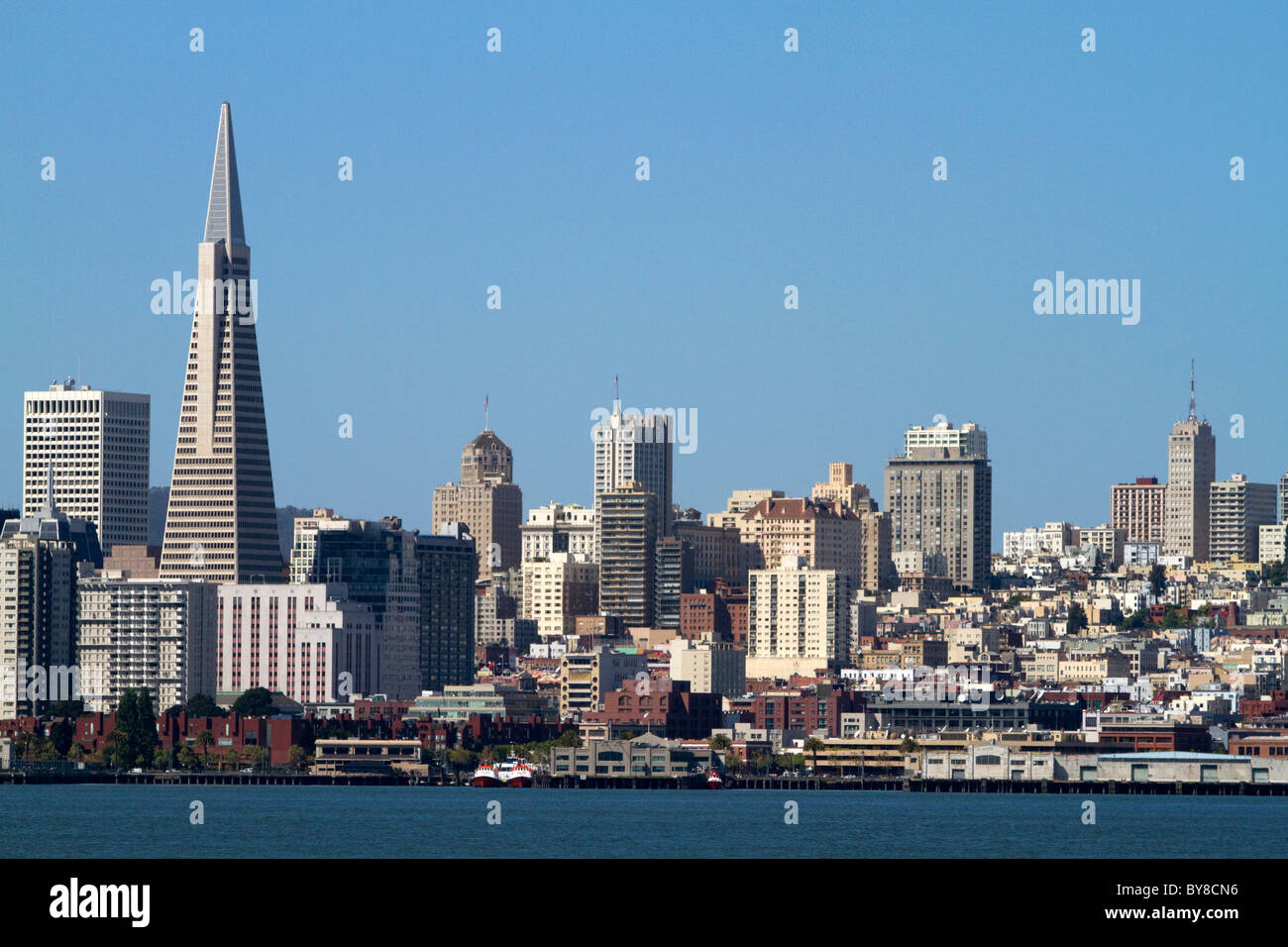 View of the city of San Francisco from Treasure Island, California, USA. Stock Photo