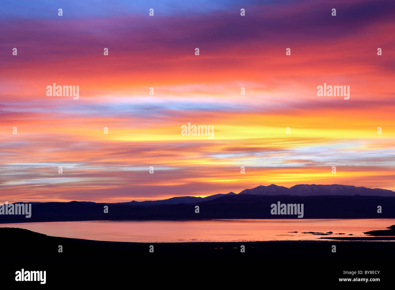 Sunset over Mono Lake, California Stock Photo