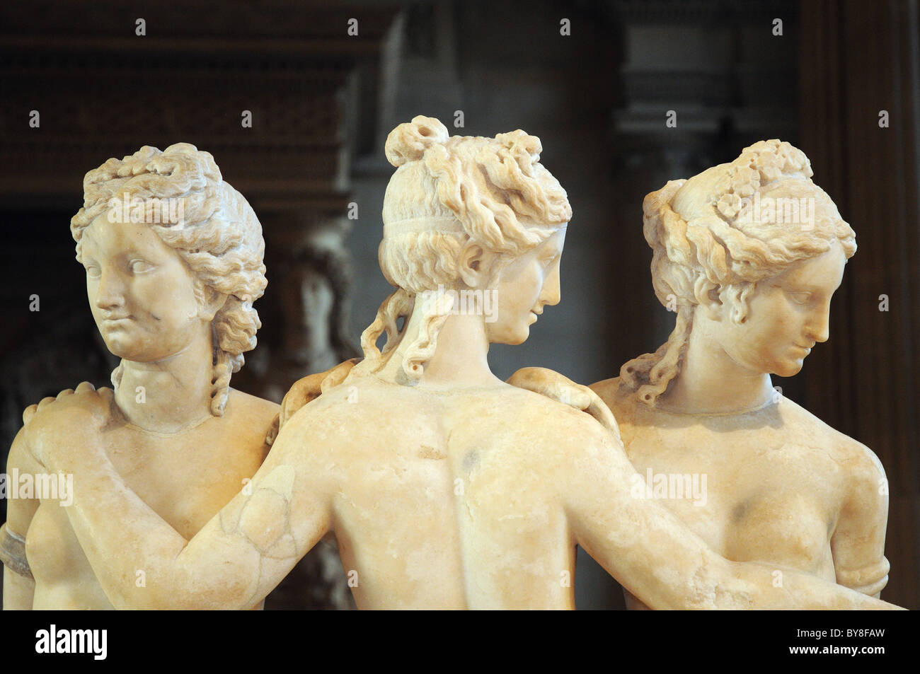 The Three Graces in the Louvre Museum in Paris Stock Photo