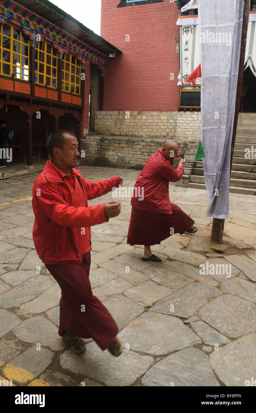 Monk Rimdo monks dancing in preparation for the Mani Rimdu Festival at Tengboche ...