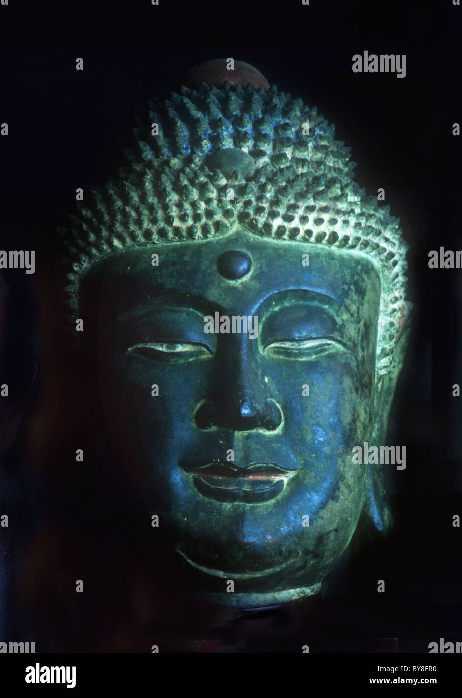 Chinese artifact Buddha head Stock Photo