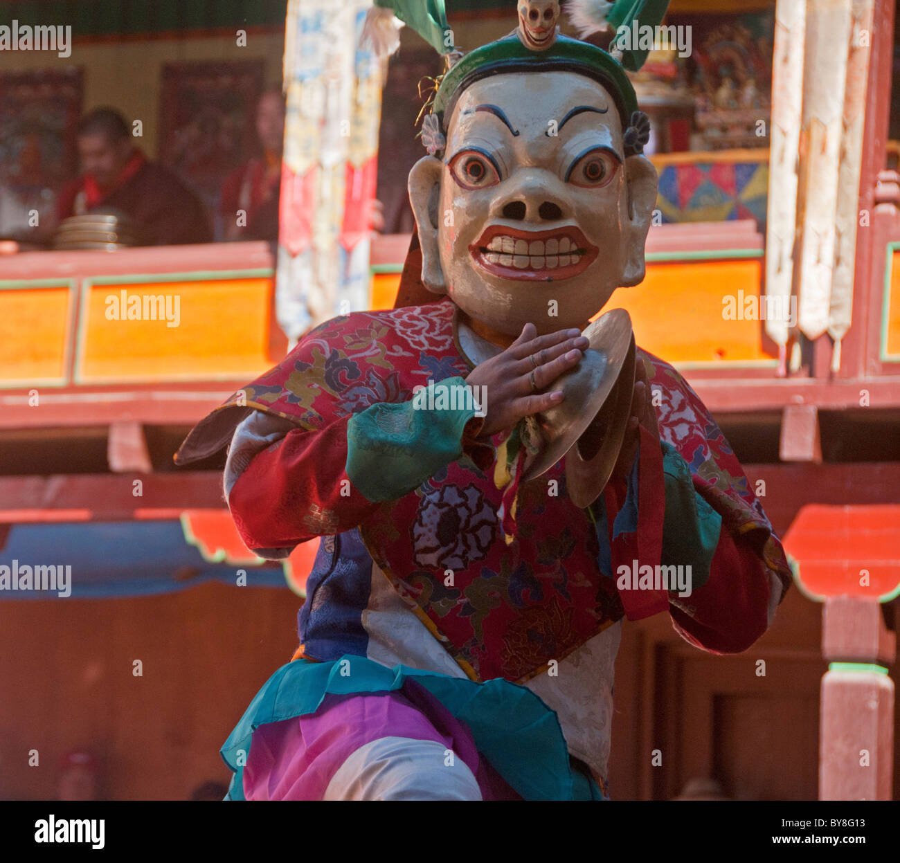 Monk Rimdo monk dancing at the Mani Rimdu Festival at Tengboche Monastery in the ...