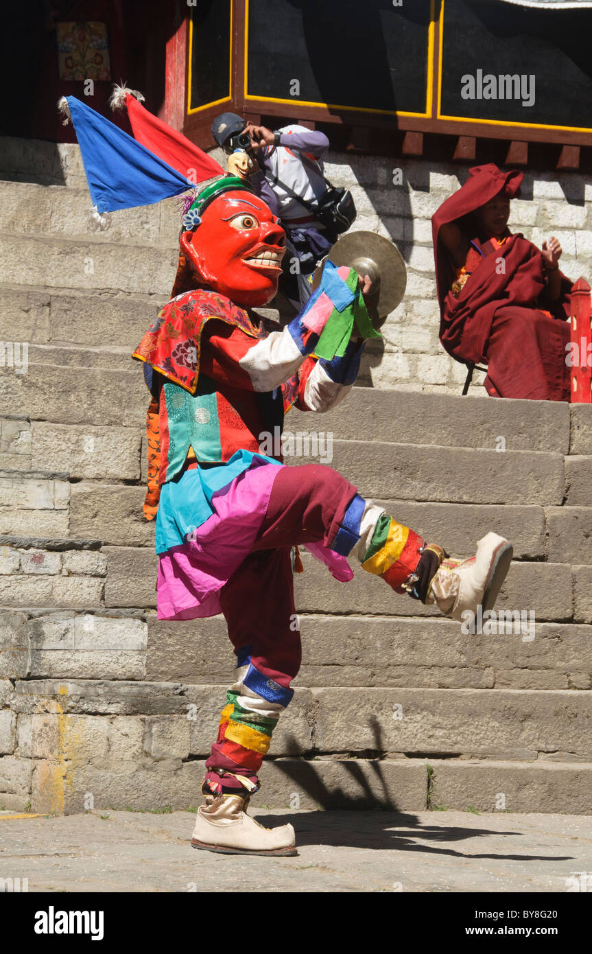 Monk Rimdo monk dancing at the Mani Rimdu Festival at Tengboche Monastery in the ...