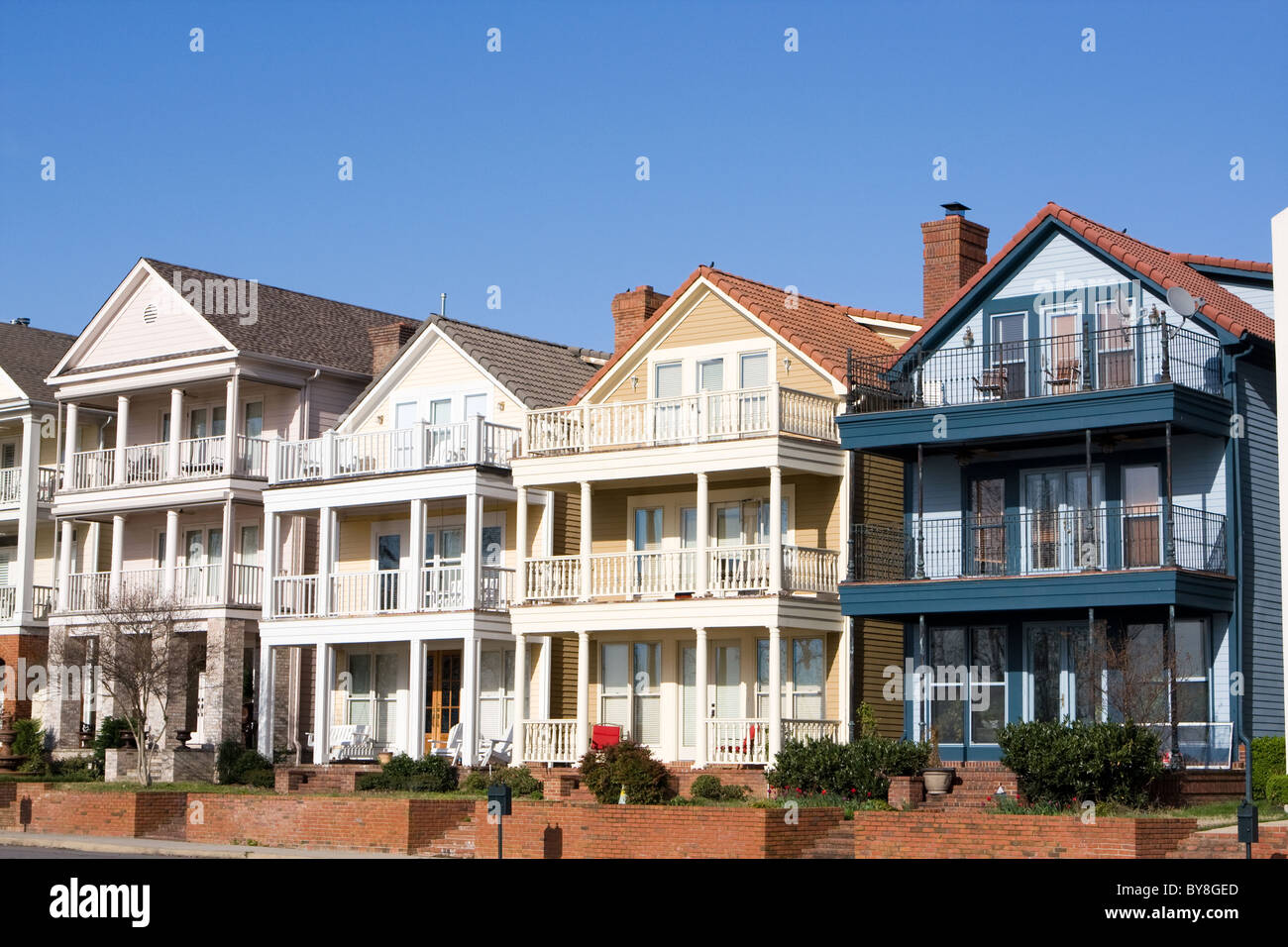 High end townhouses line the streets on Mud Island, Memphis, Tennessee