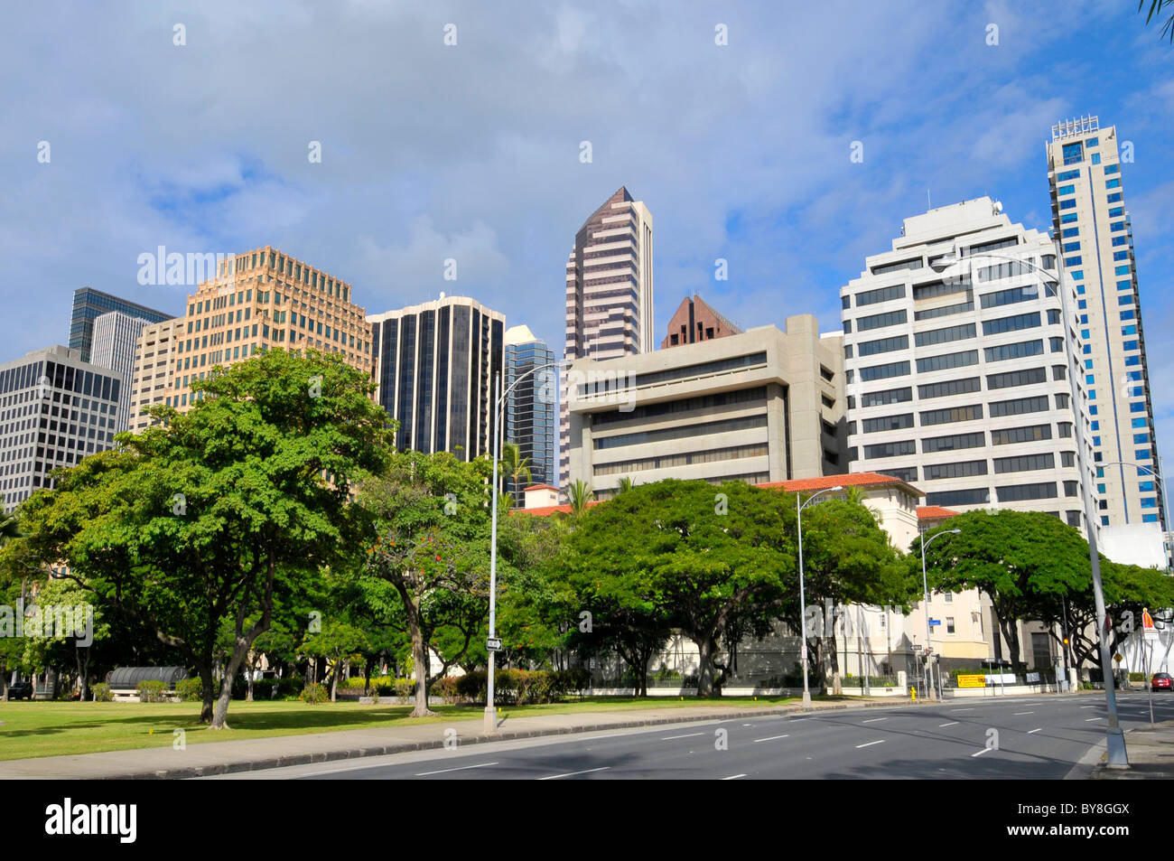 Skyline Downtown Honolulu Hawaii Oahu Pacific Island Stock Photo - Alamy