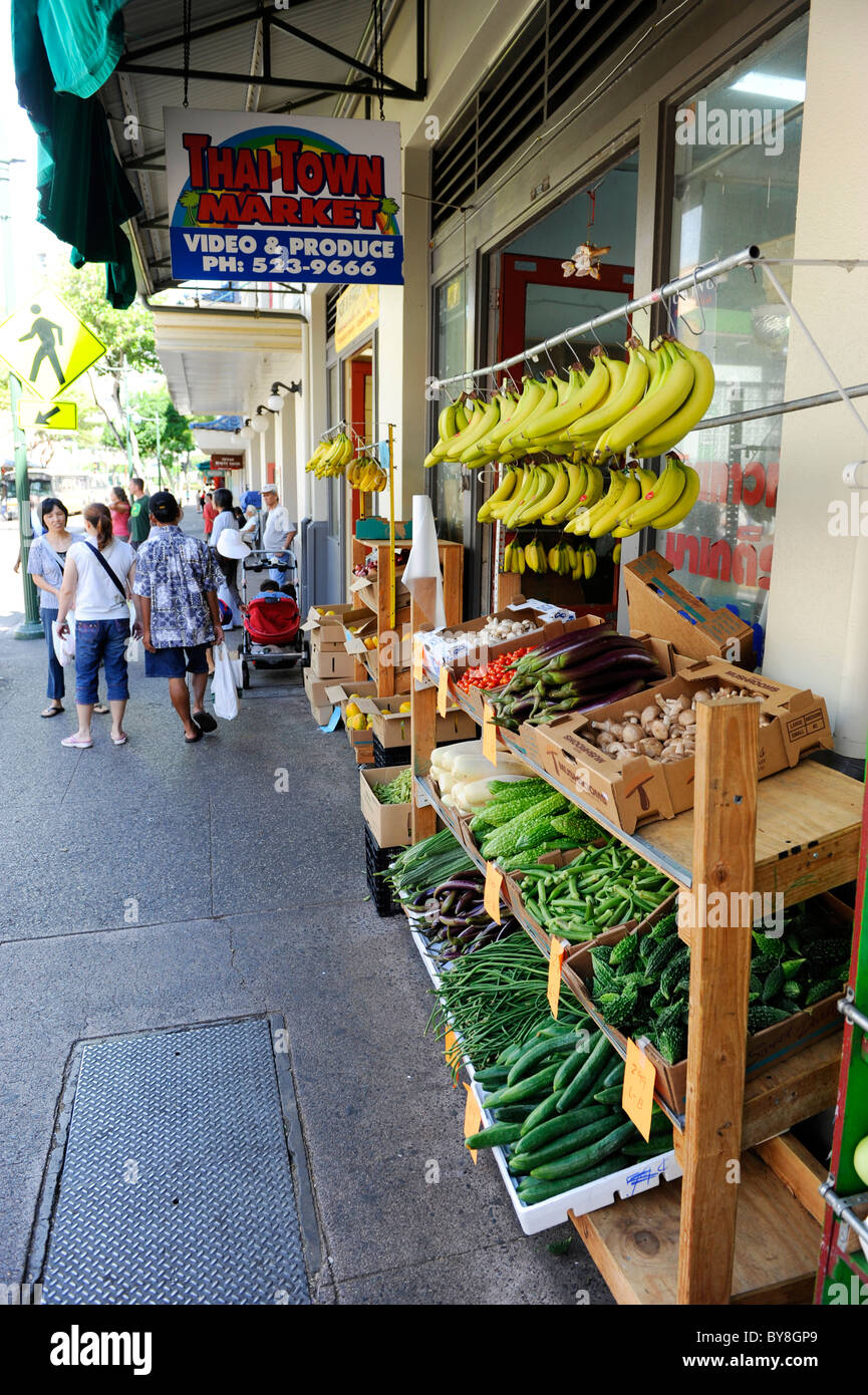 Fruits and Vegetables Display Chinatown Area Honolulu Hawaii Oahu Pacific Ocean Stock Photo Alamy