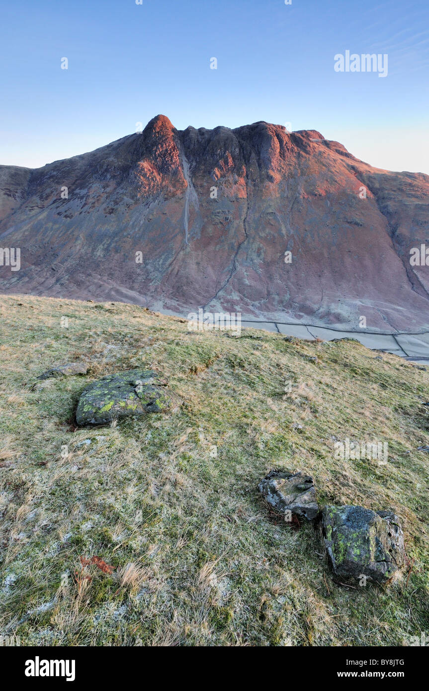 First light on the Langdale Pikes in the English Lake District. Taken from The Band on Bowfell Stock Photo