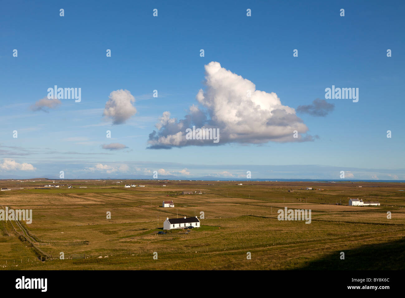 Scotland Argyll & Bute Inner Hebrides Tiree view over island from Ben Hough (beinn hough) Stock Photo