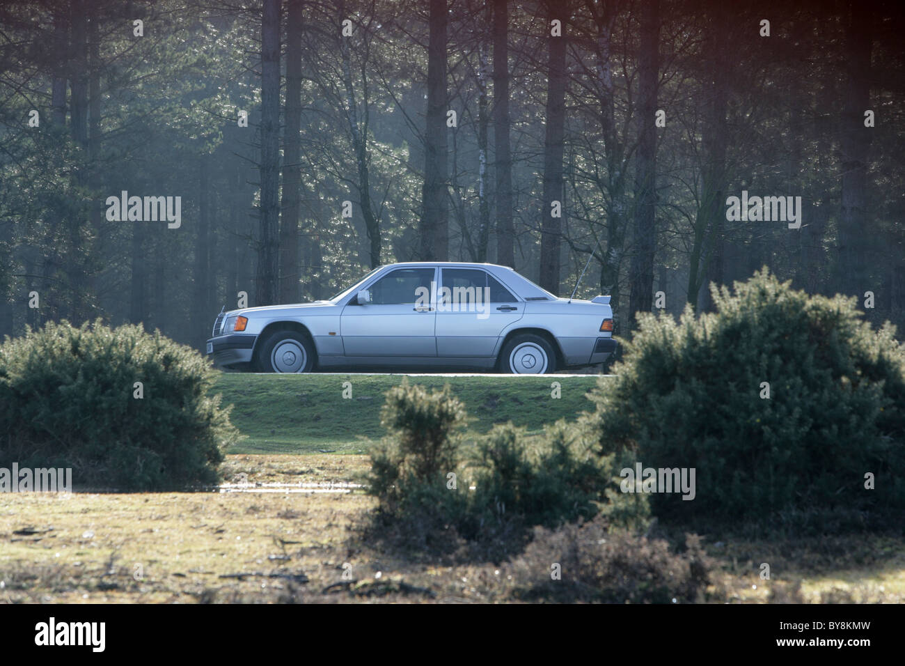 Classic Car 1993 Mercedes Benz 190e pictured in New Forest UK Stock Photo