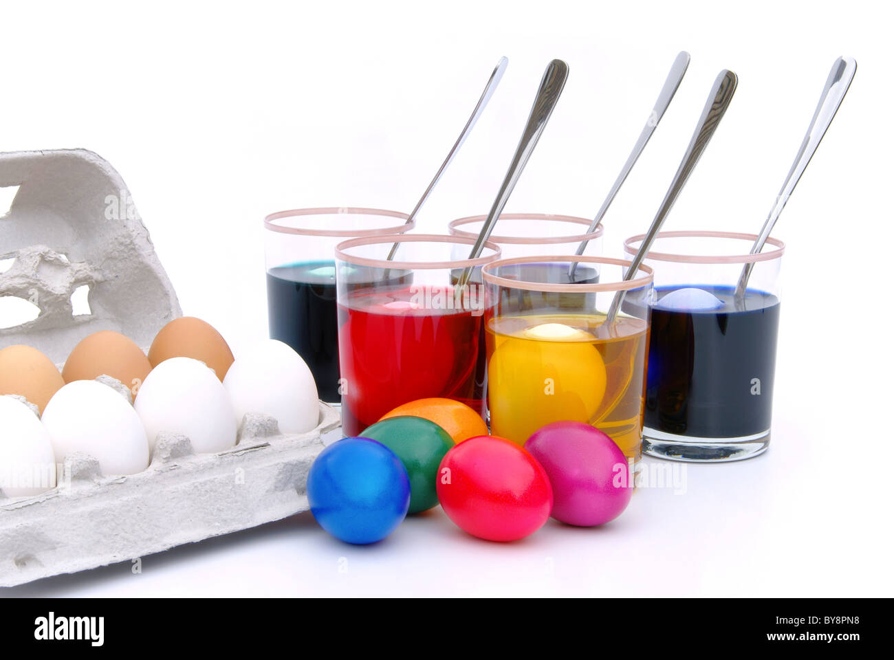 Ostereier färben - easter eggs colour 07 Stock Photo