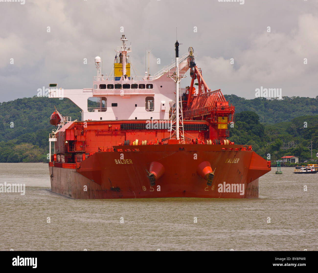 PANAMA - Ship on the Panama Canal. Stock Photo