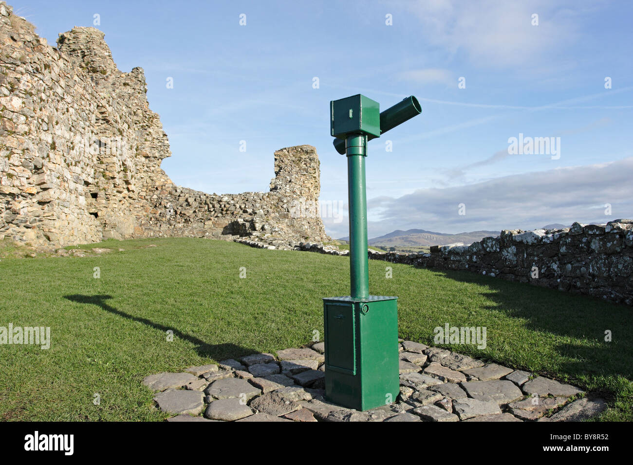 A public telescope within the walls of Criccieth castle, North Wales