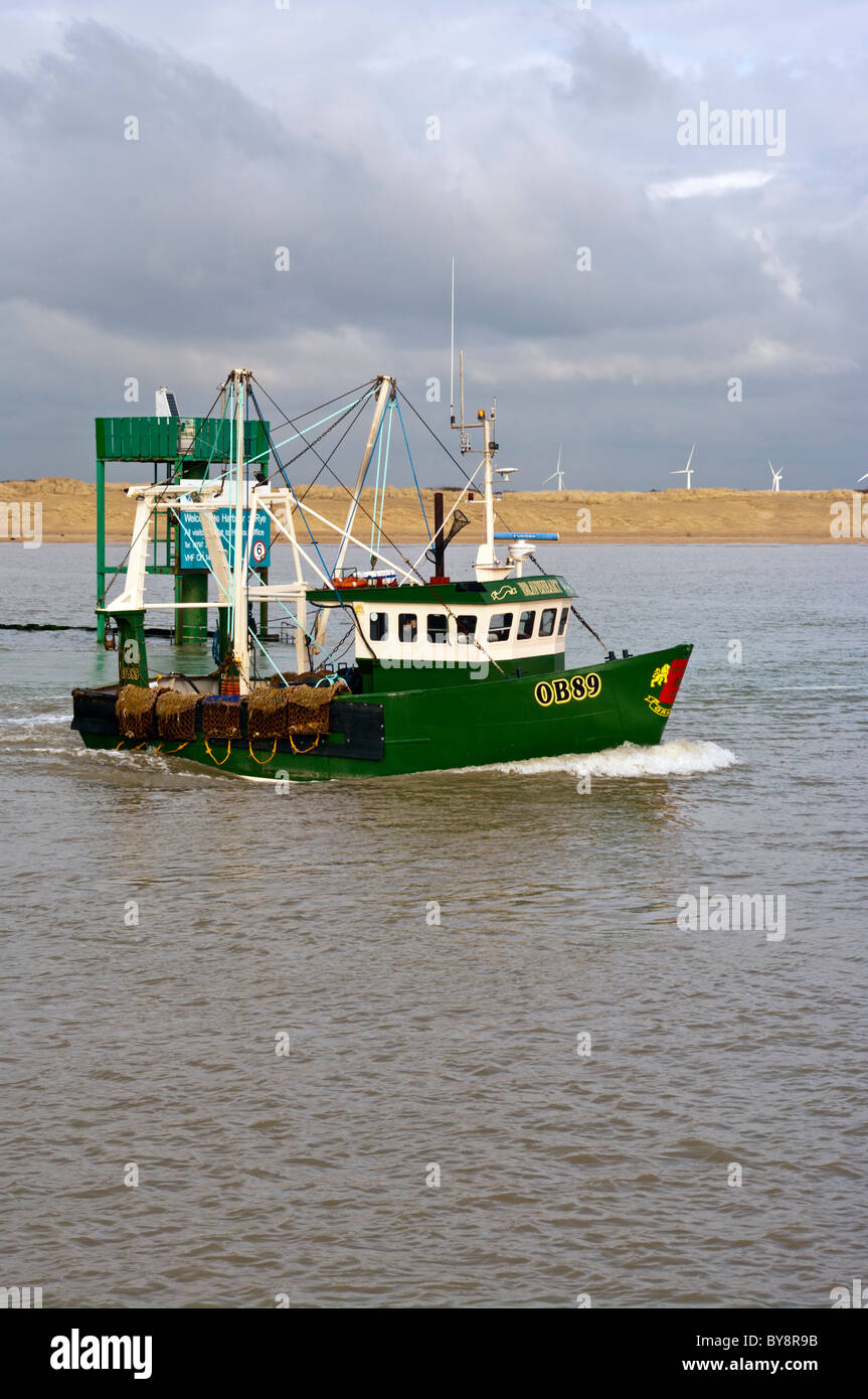 Commercial Fishing Boat Leaving The River Rother Rye East Sussex England uk Stock Photo