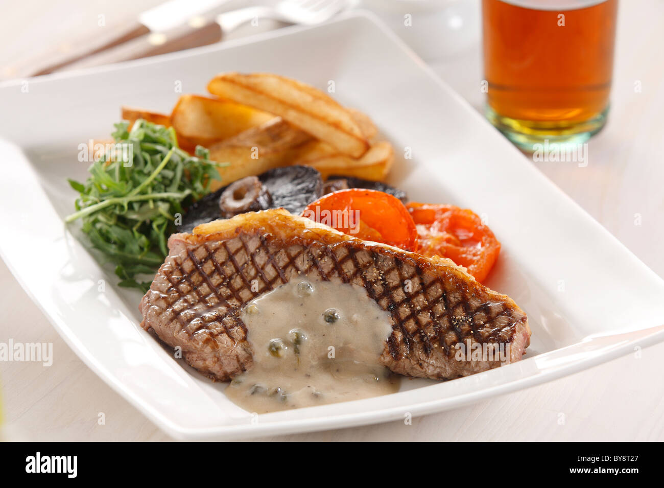 Steak with Pepper sauce Stock Photo - Alamy