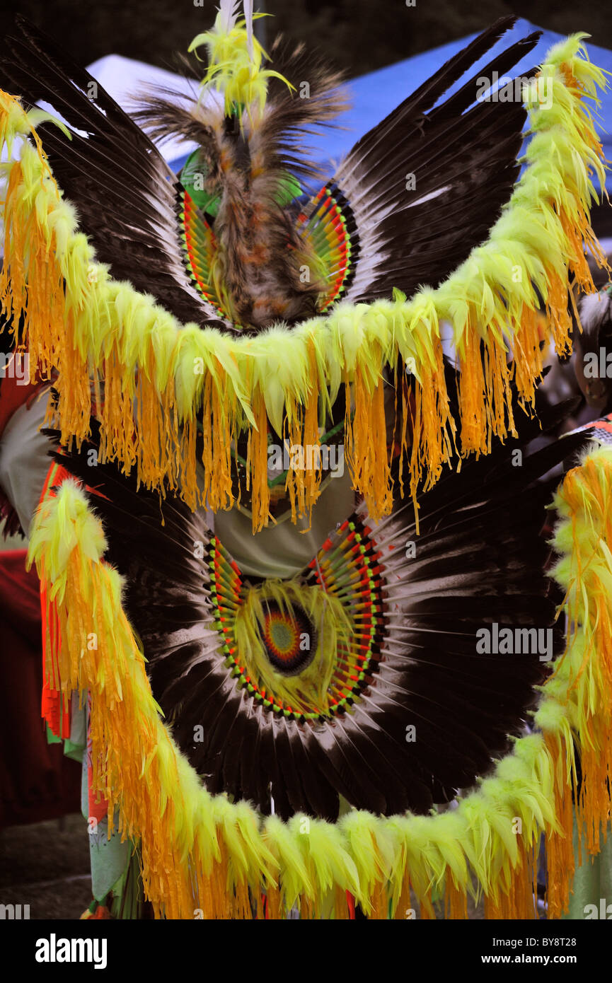 Native American bustle, part of dance costume for Pow Wows Stock Photo