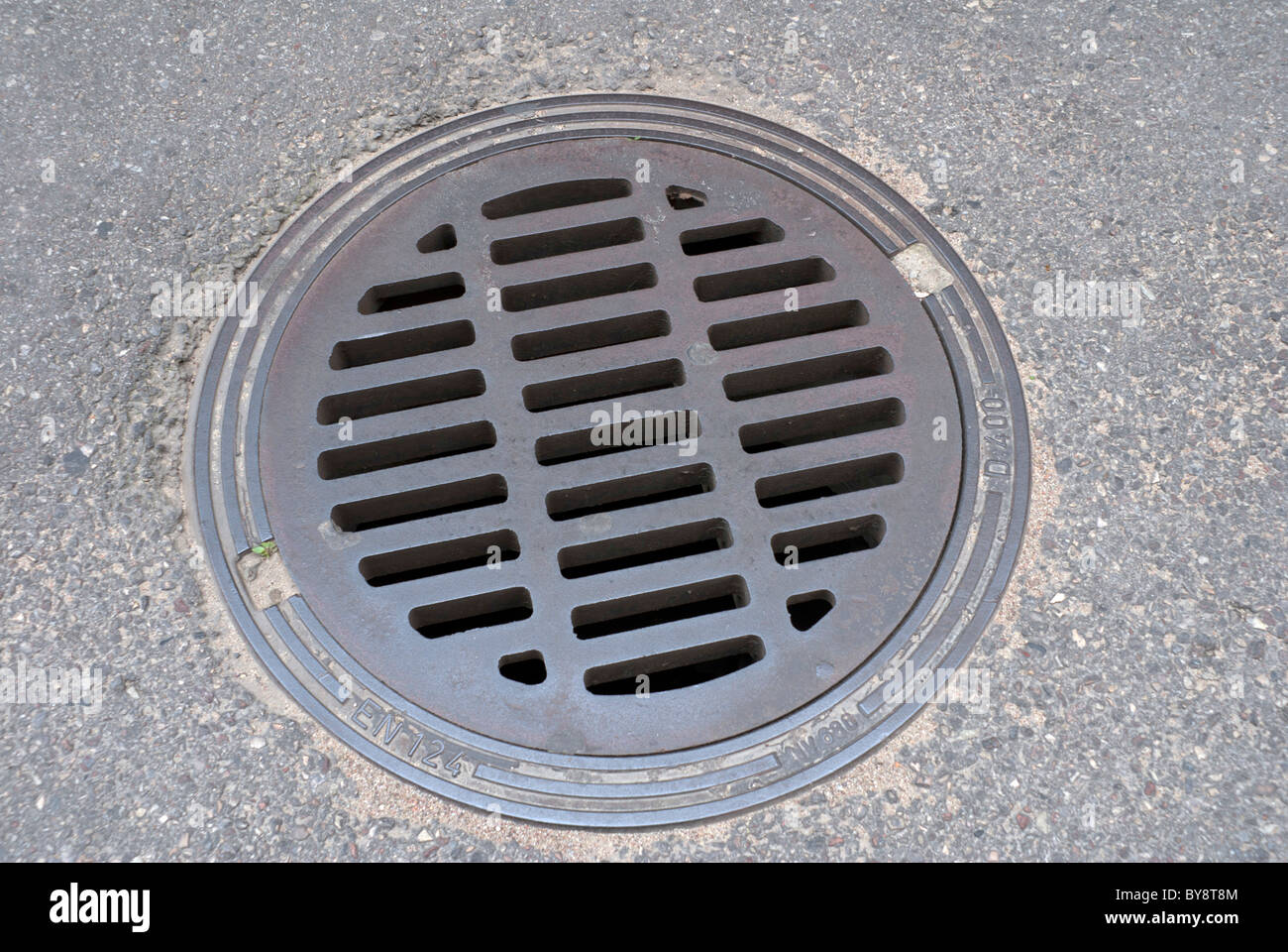 Manhole cover in Kaunas, Lithuania Stock Photo