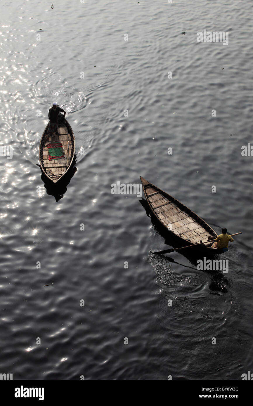 boats on the river in Dhaka Bangladesh near India Stock Photo