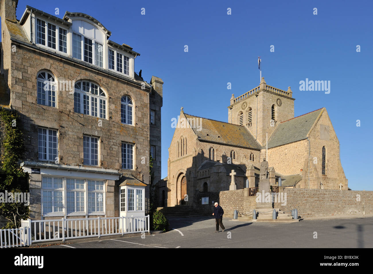 The Eglise Saint-Nicolas / Church of Saint Nicolas at the port of Barfleur, Normandy, France Stock Photo