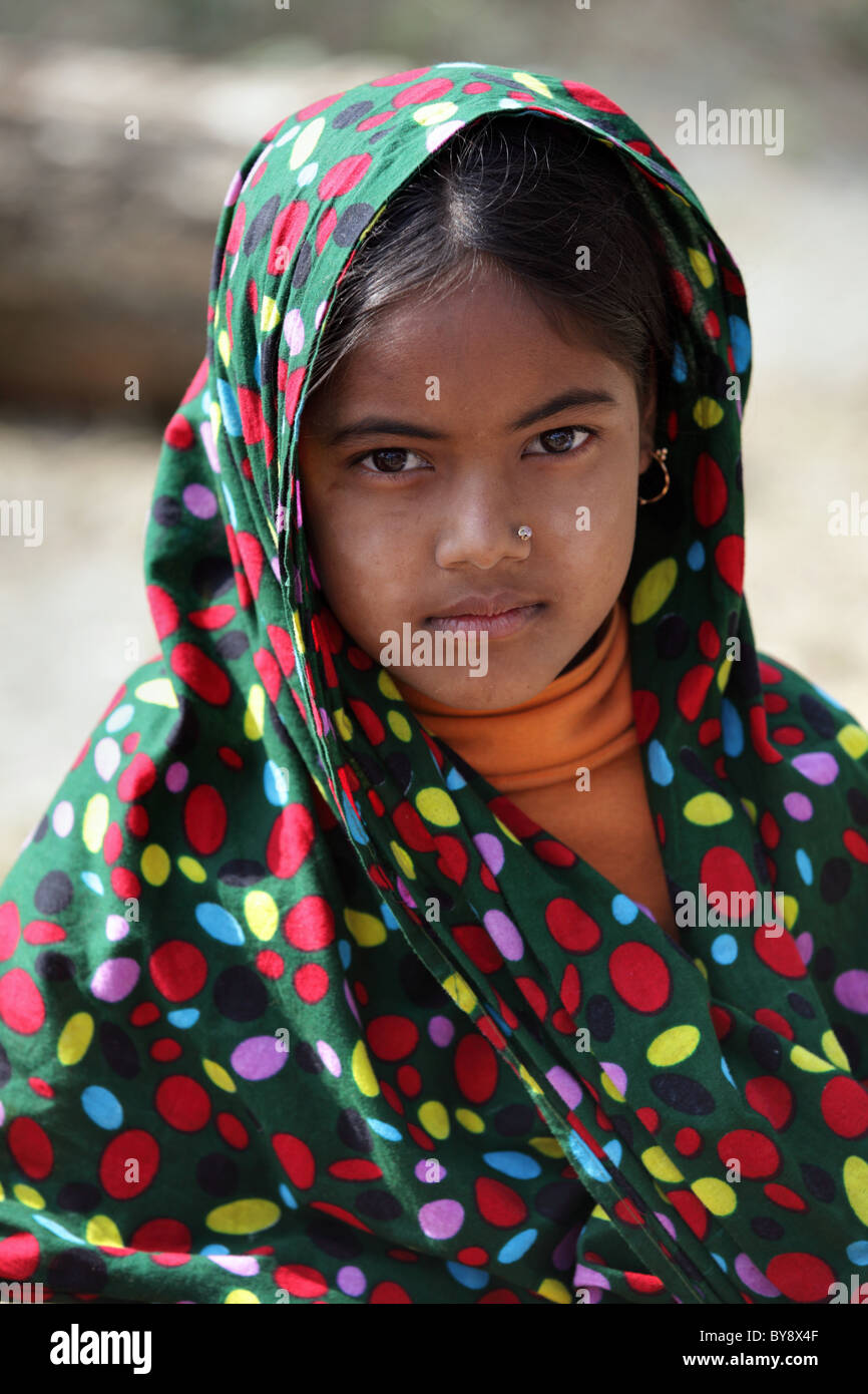 Muslim girl student in Bangladesh Asia Stock Photo