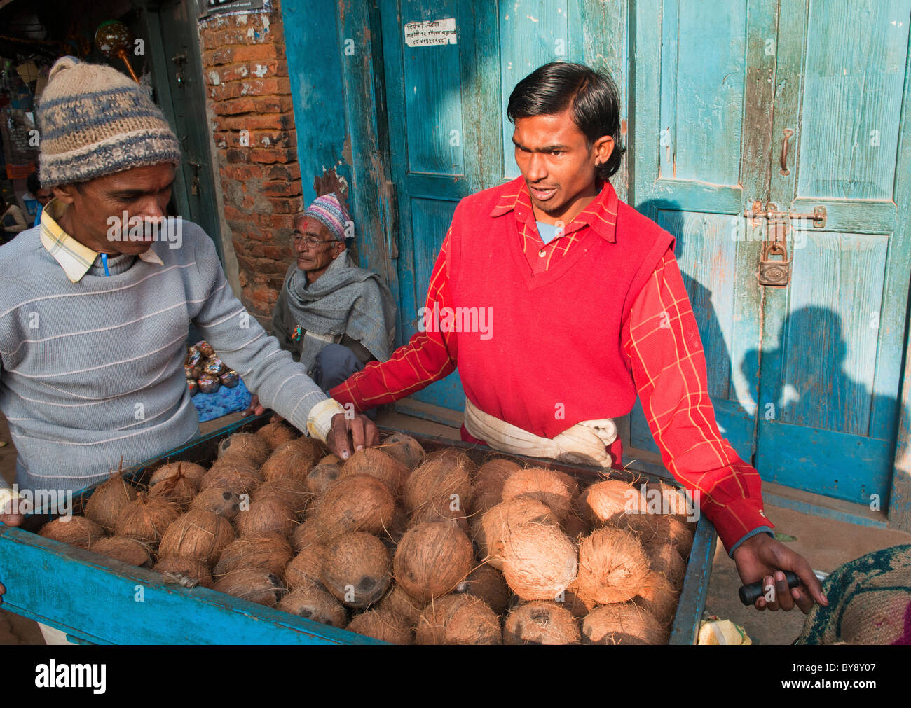 coconut vendor in Kathmandu, Nepal Stock Photo - Alamy