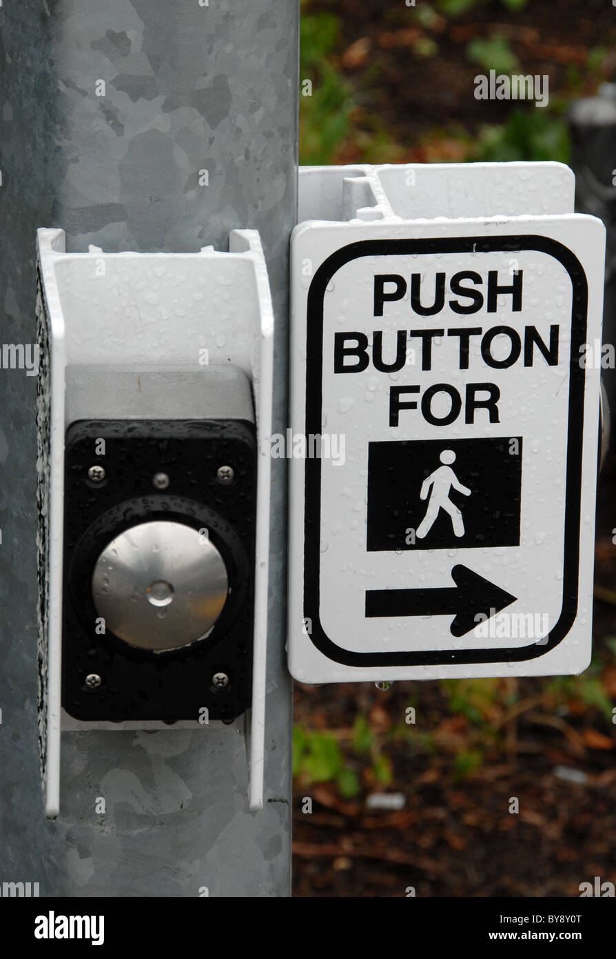 Crossing the Street Button for Pedestrians Stock Photo