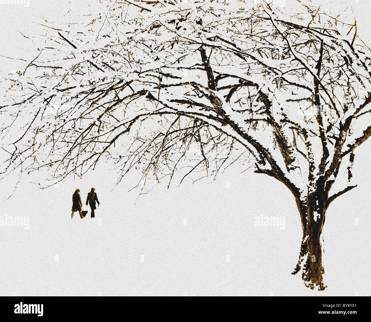 PHOTO ART: Winter Scene near Bad Toelz (Germany/Bavaria) Stock Photo