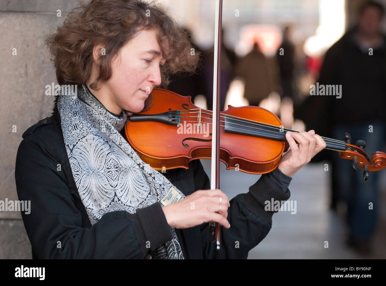 Violinist in Dresden, Saxony, Germany, Europe Stock Photo