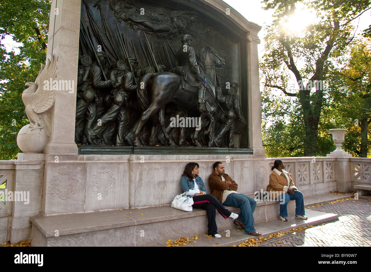Robert Gould Shaw Memorial, designed by Augustus Saint-Gaudens Stock Photo