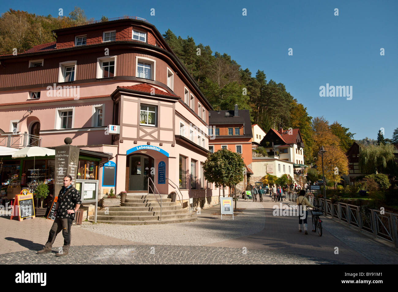 Village at the edge of Saxon-Switzerland National Park, Saxony, Germany, Europe Stock Photo