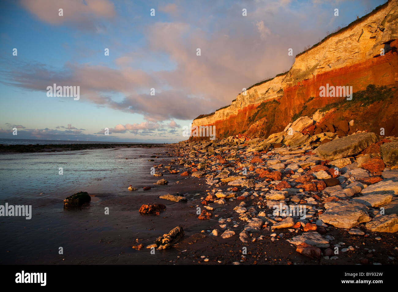The multi coloured cliffs and beach of Hunstanton, west Norfolk Stock