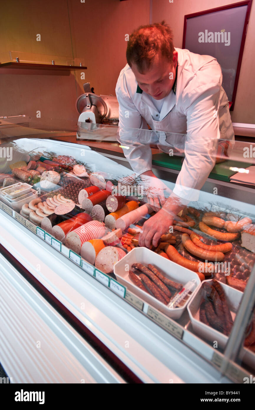 Sausage vendor in Zweisel, Bavaria, Germany, Europe Stock Photo Alamy