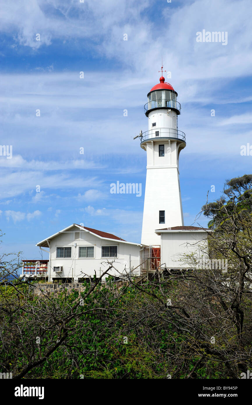 Diamond Head Lighthouse Honolulu Hawaii Pacific Ocean Oahu Stock Photo
