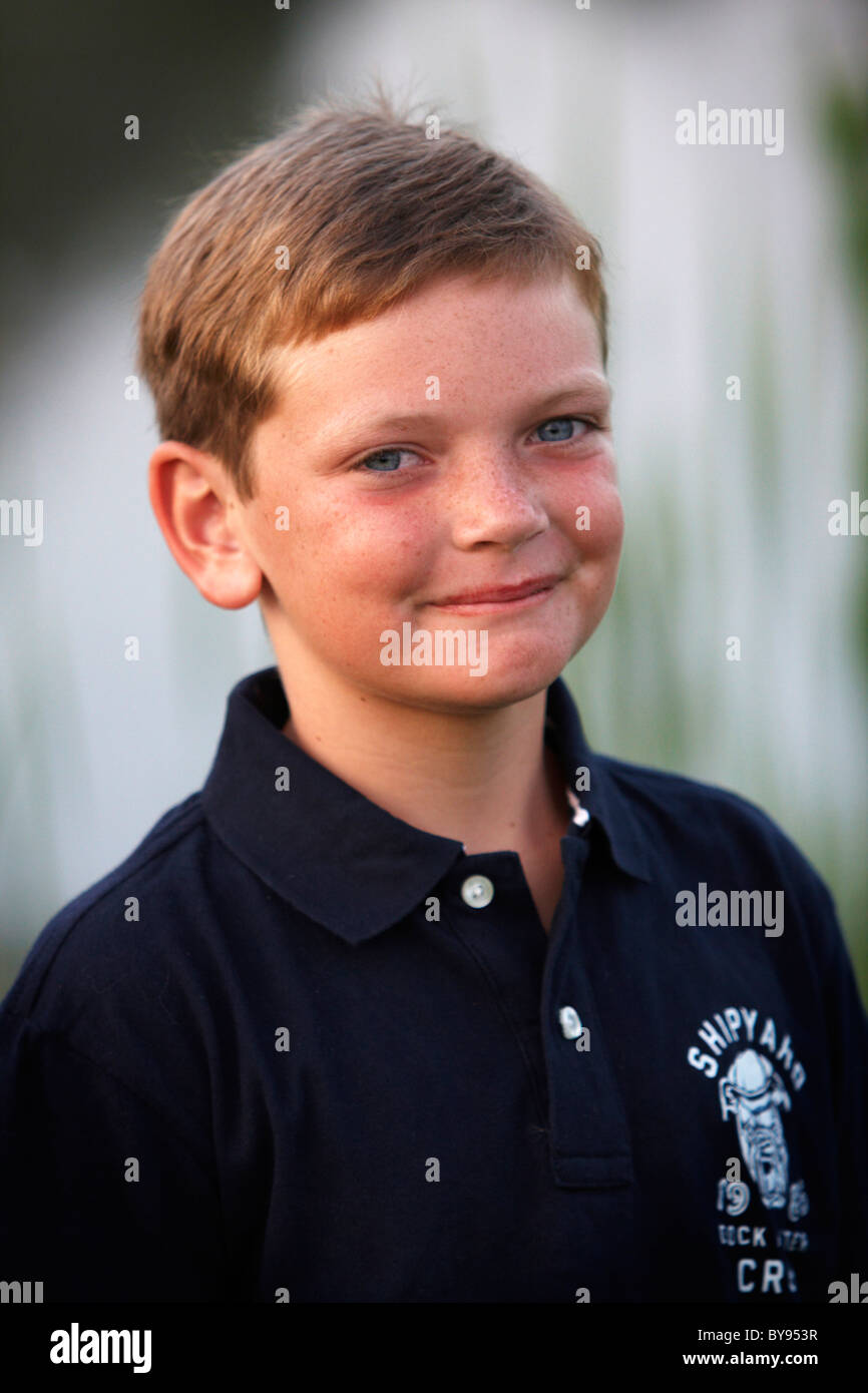 A 10 Year Old Boy With Short Brown Hair Stock Photo 34007675 Alamy