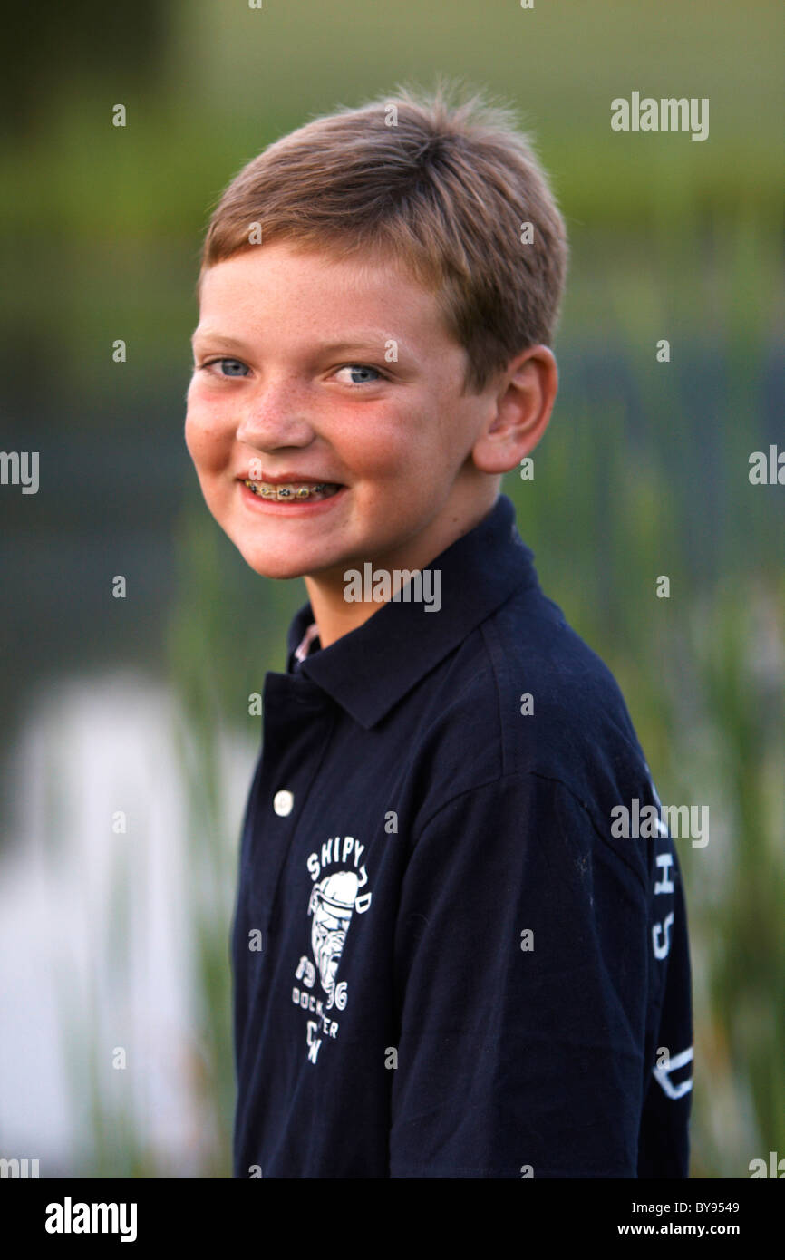 A 10 Year Old Boy With Short Brown Hair Stock Photo 34007689 Alamy