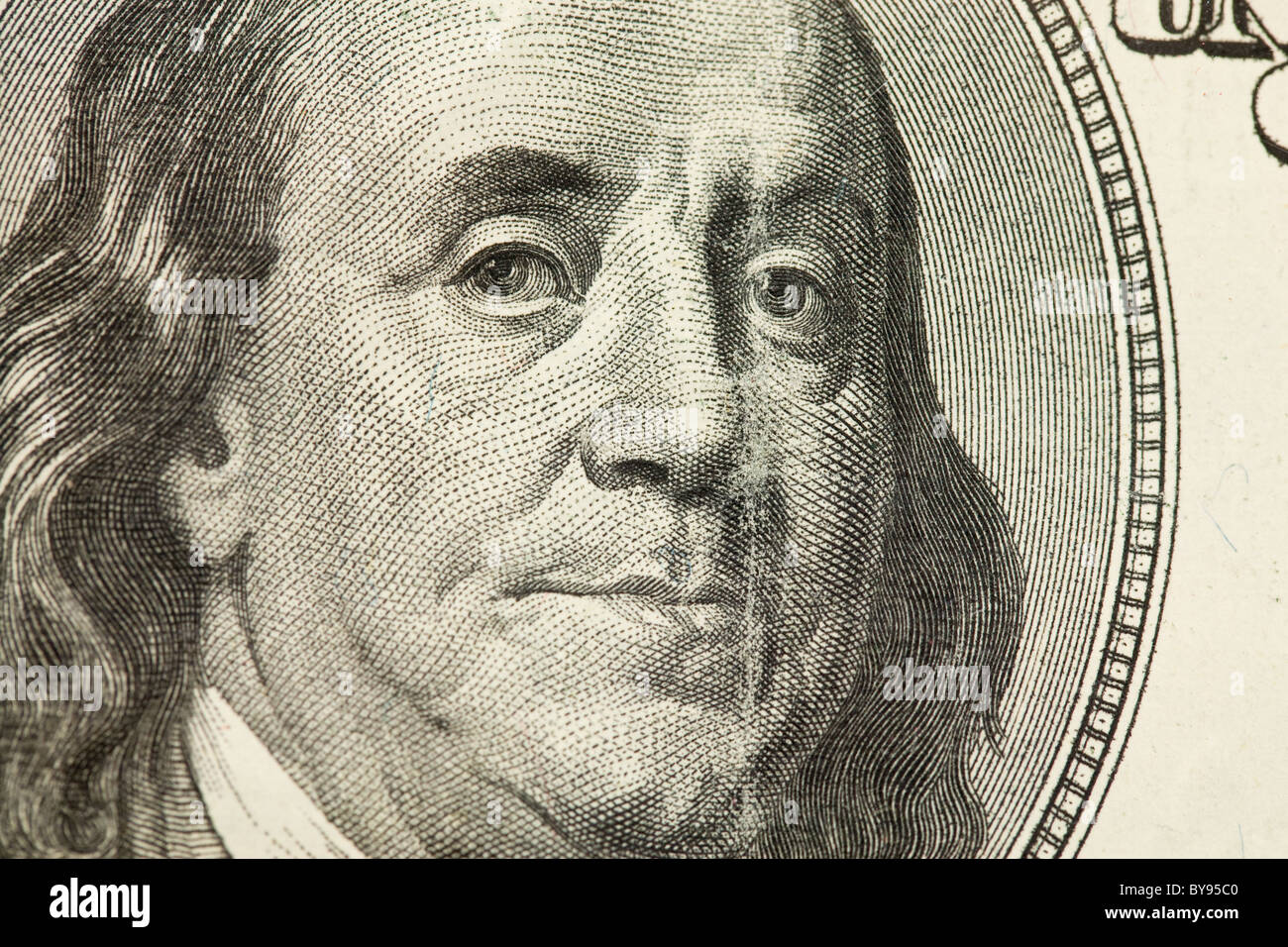 closeup abstract of 100 bill in US currency Stock Photo Alamy