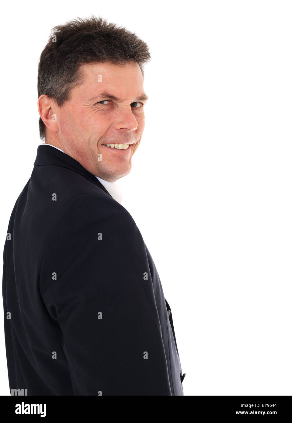 Attractive middle-aged man. All on white background. Stock Photo