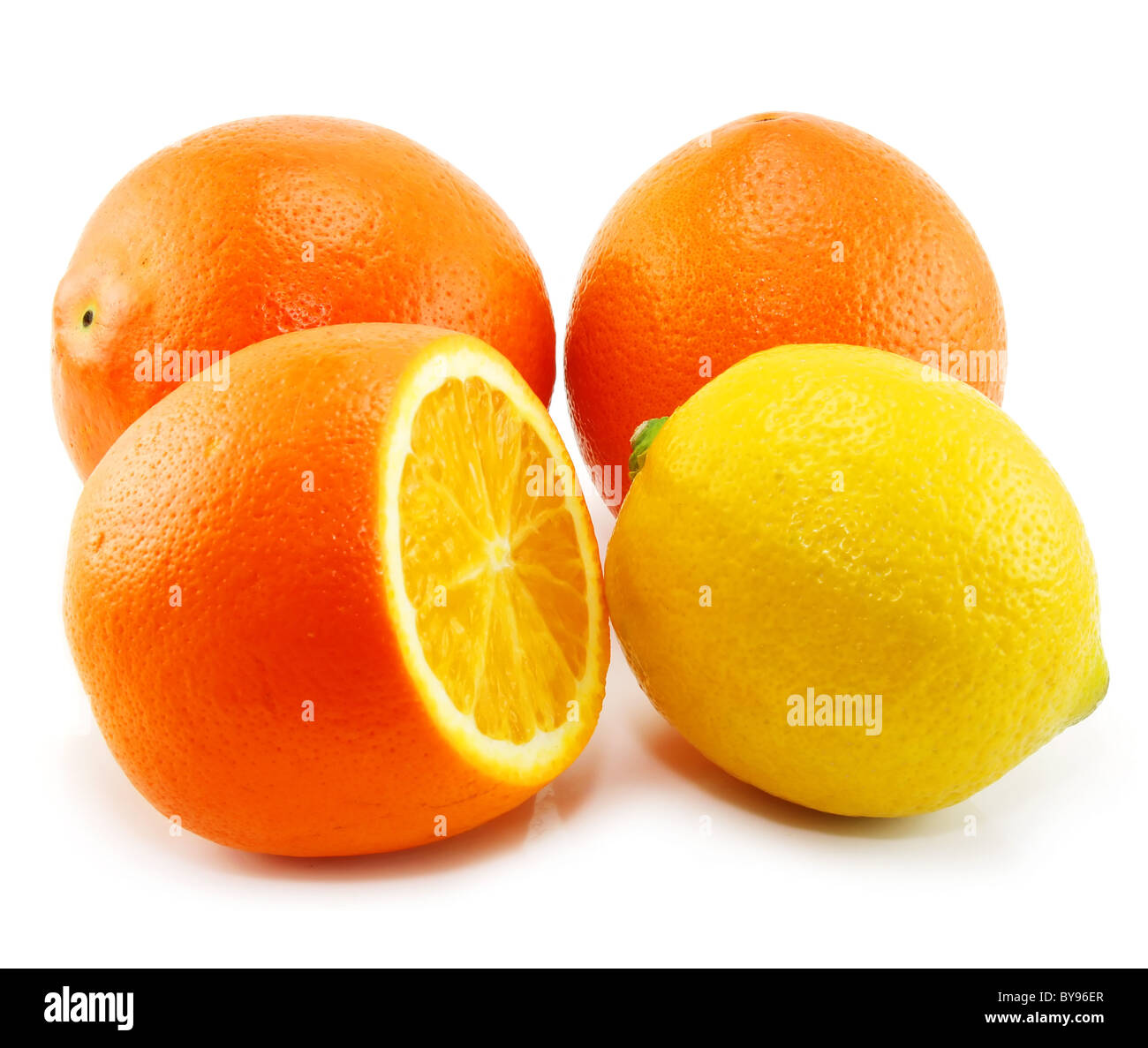 Citrus fruits (lemon and orange) isolated Stock Photo