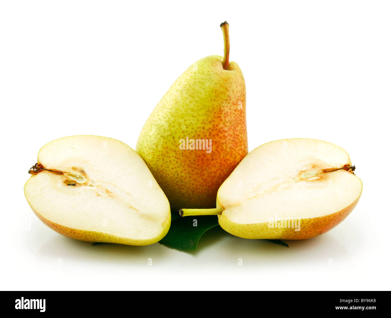 Sliced Ripe Green Pear Isolated on White Stock Photo - Alamy