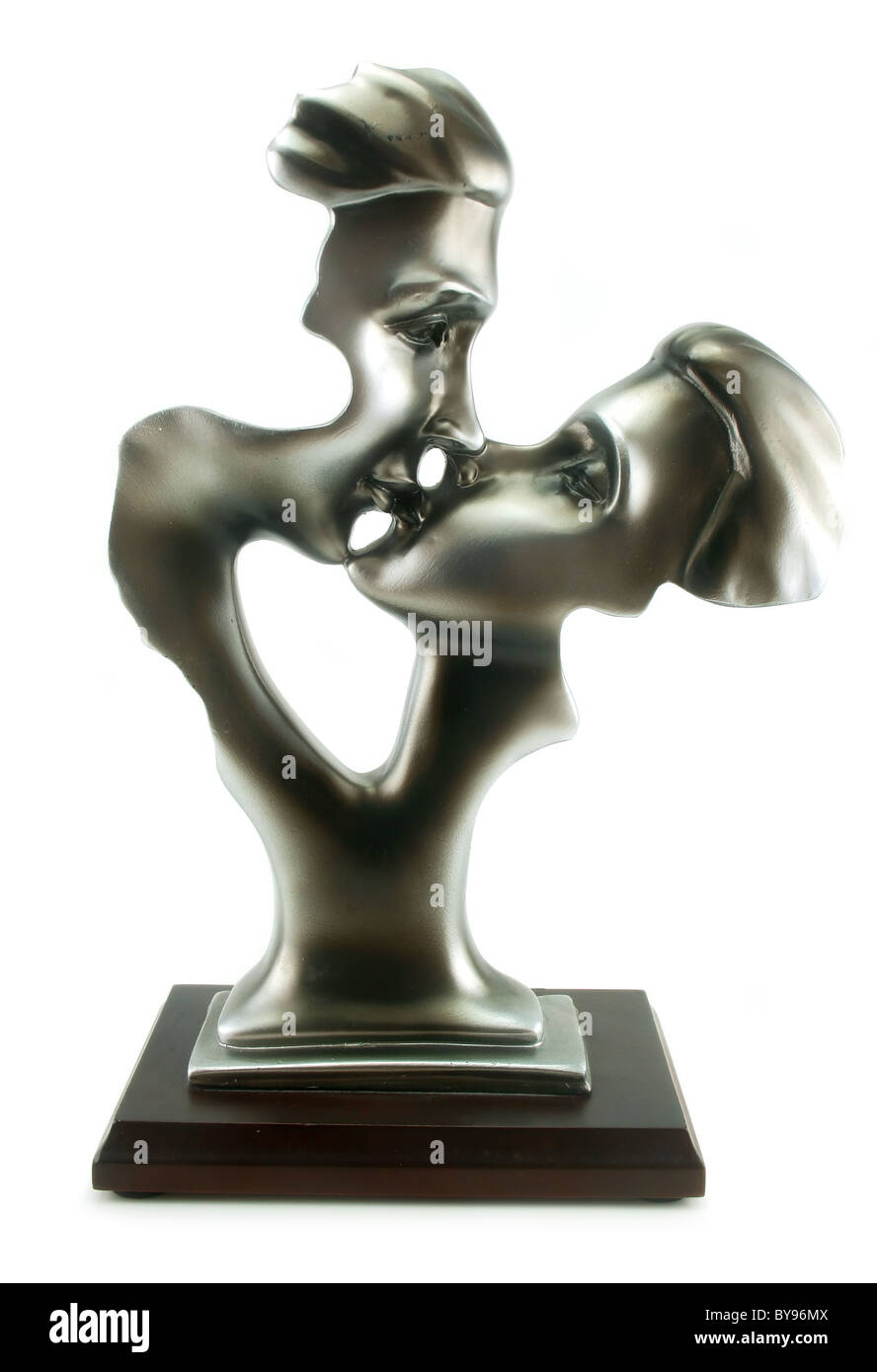 Statuette of man and woman kissing isolated Stock Photo